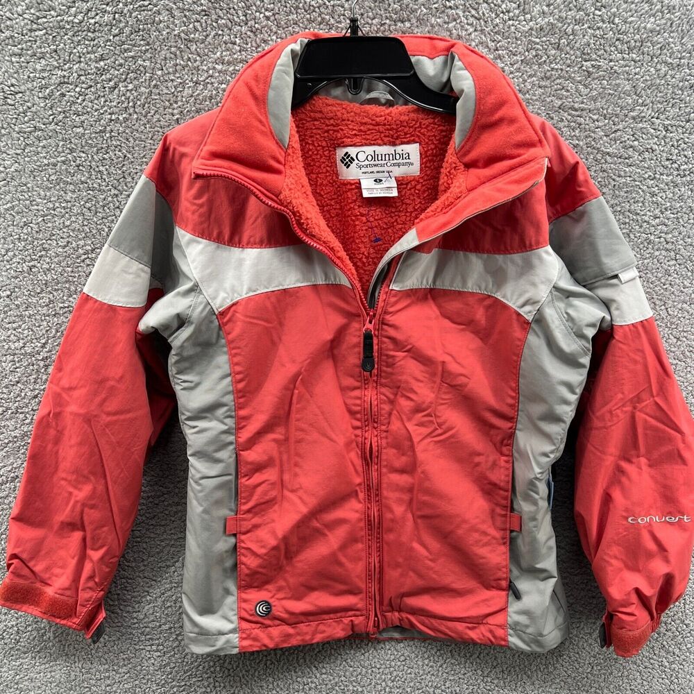 Columbia Convert Women's Ski Snowboard Jacket Coat Red Beige Long Sleeve Small